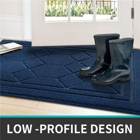 Front Door Mat Entry Rug Low Profile Non Slip,19.5"x31.5",Dark Blue - Picture 5 of 6